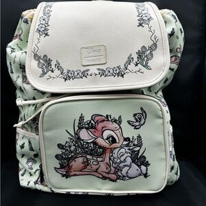 Disney Bambi Cream and Green Loungefly Slouch Backpack